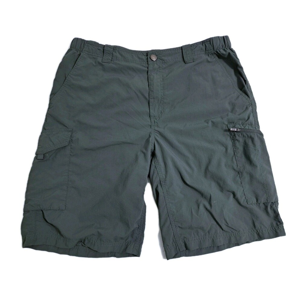 Columbia Cargo Shorts Men's 38 Silver Ridge Hiking Trail Green Nylon Fishing